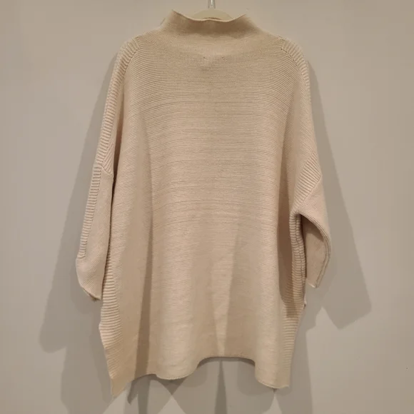 Kerisma Cream Wool Blend Quarter Length Dolman Sleeve Mock Neck Boxy Sweater - Picture 2 of 9